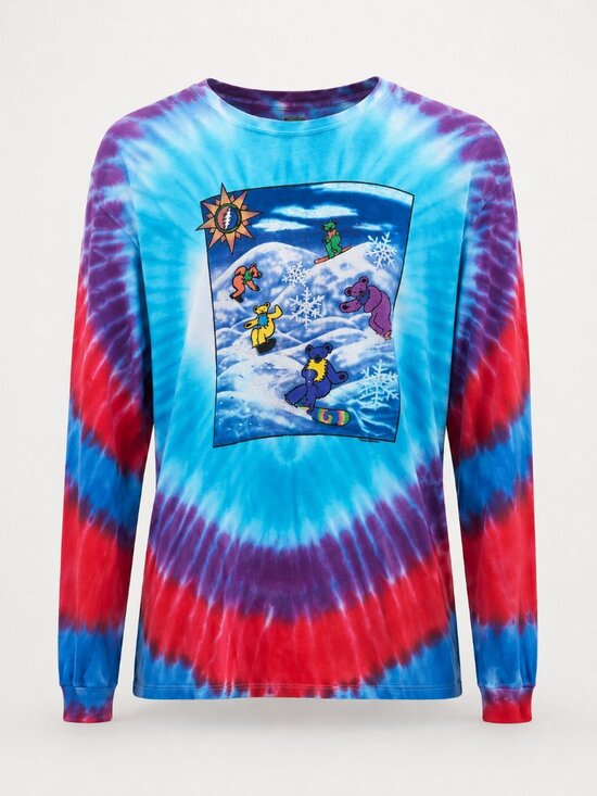 Vintage Tops - Vintage 1990 Grateful Dead Tie Dye Snowboard Bear Long Sleeve Tee